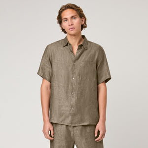Men's Relaxed Short Sleeve Linen Shirt