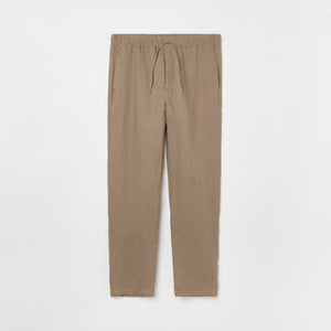 Men's Straight Leg Linen Drawstring Trousers