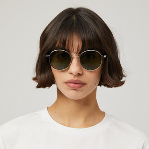 Pecorini Round Titanium Sunglasses