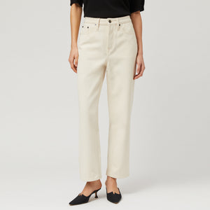Women's High-Waisted Ecru Denim Trousers